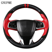 Load image into Gallery viewer, DIY Black Genuine Leather Suede Carbon Fiber Car Steering Wheel Cover For Honda Civic 10th Gen 2016 2017 2018
