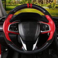 Load image into Gallery viewer, DIY Black Genuine Leather Suede Carbon Fiber Car Steering Wheel Cover For Honda Civic 10th Gen 2016 2017 2018
